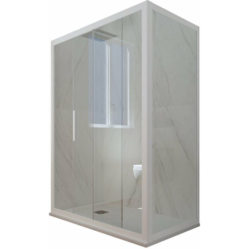 foto del prodotto forte box doccia 80x130 1 anta scorrevole h 200 bianco matt deco duo