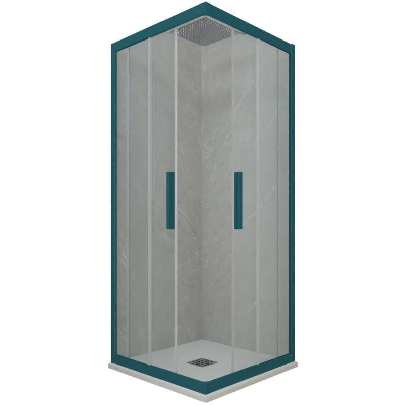 foto del prodotto forte box doccia 80x80 angolare scorrevole verde night watch h 200 kolors