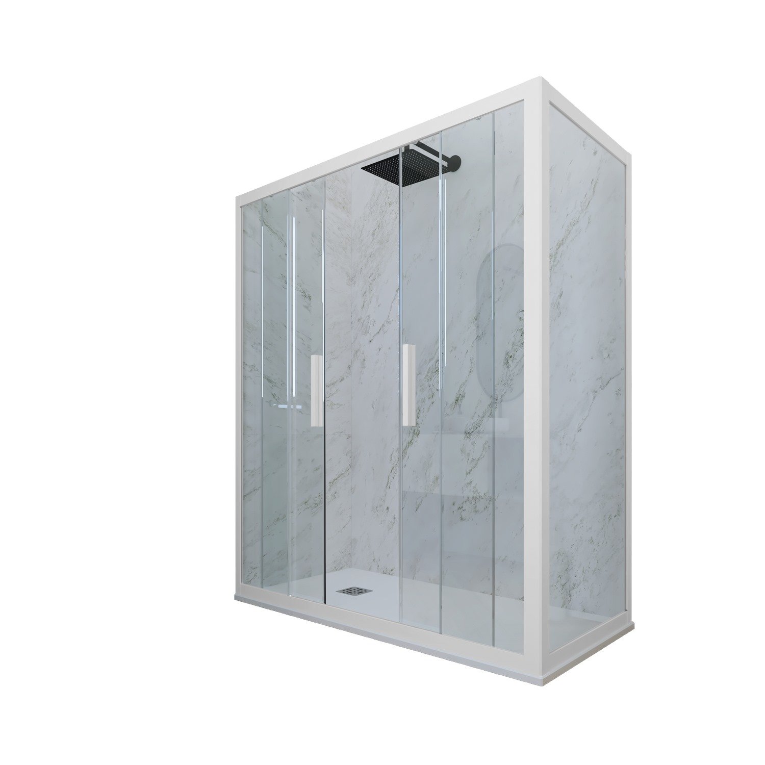 foto del prodotto forte box doccia 90x170 2 ante scorrevole h 200 bianco matt glam duo