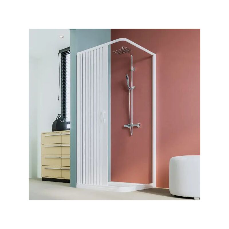 foto del prodotto forte box doccia angolare in pvc modello colibri alfa plus h.188 cm 100 80 x 100 80 spazio ingresso max 108 cm