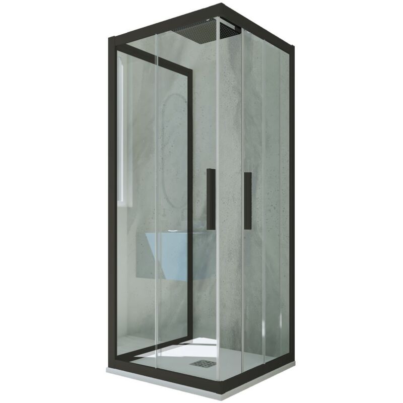 foto del prodotto forte box doccia scorrevole 3 lati 80x110x80 cm nero matt kolors trio