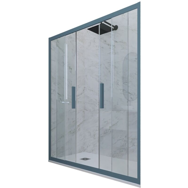 foto del prodotto forte porta doccia blu navy scorrevole cm nicchia vetro glam