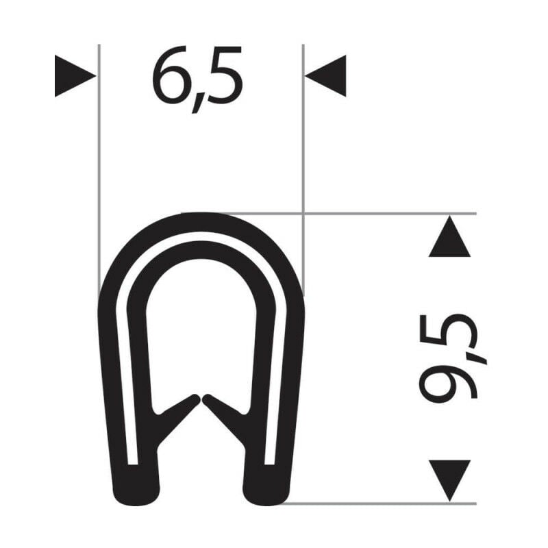 foto del prodotto fortis protezione a bordo flessibile rotondo. nero. 6,5x9,5 mm. zona di serraggio 1.0 2,0 mm. 25m per 25 