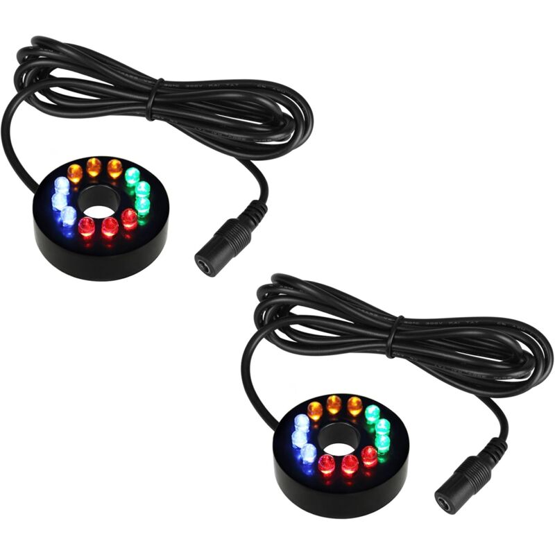foto del prodotto fortuneville 1,5 cm diametro interno 12 led fontana anello luci auto colorate cambiando acqua pompa sommergibile illuminazione