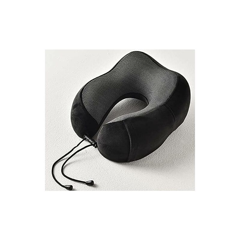 foto del prodotto fortuneville 1 cuscino da viaggio per il collo tessuto magnetico nero super morbido u001 03 