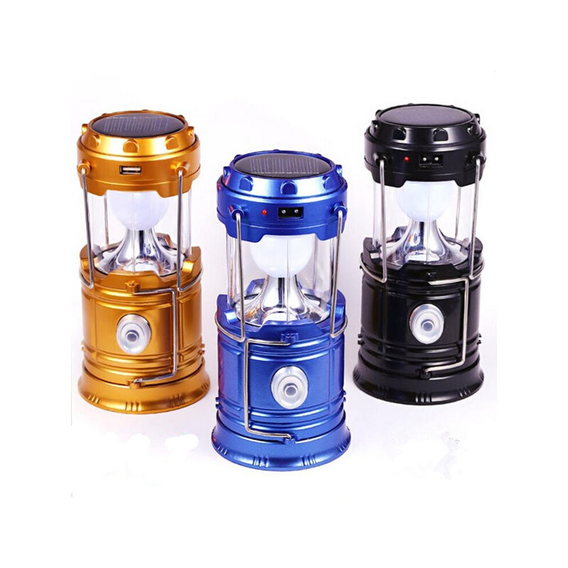 foto del prodotto fortuneville 1 pezzo portatile led torcia pannello solare luce esterna led campeggio lanterna usb carica solare per alpinismo campeggio colori