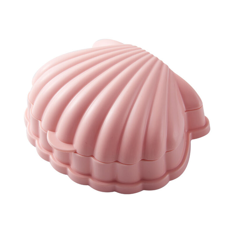foto del prodotto fortuneville - 1 portasapone a forma di conchiglia naturale con coperchio di scarico, portasapone antiscivolo in plastica pp, accessori per bagno e cucina (rosa)