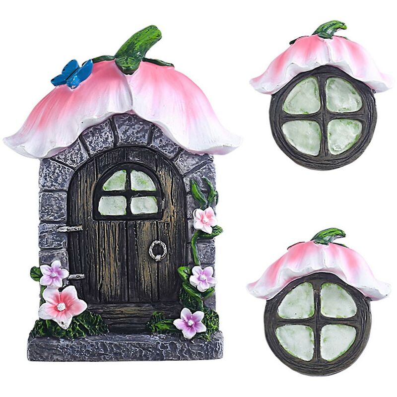 foto del prodotto fortuneville 1 set porta fata in miniatura a forma vivida porta scultura fata in resina decorativa realistica per casa delle bambole rosa