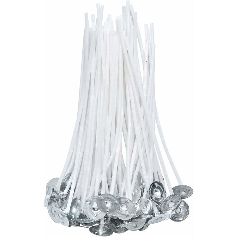 foto del prodotto fortuneville 100 pezzi stoppino di cotone per candele per fare candele fai da te 10cm 4in 