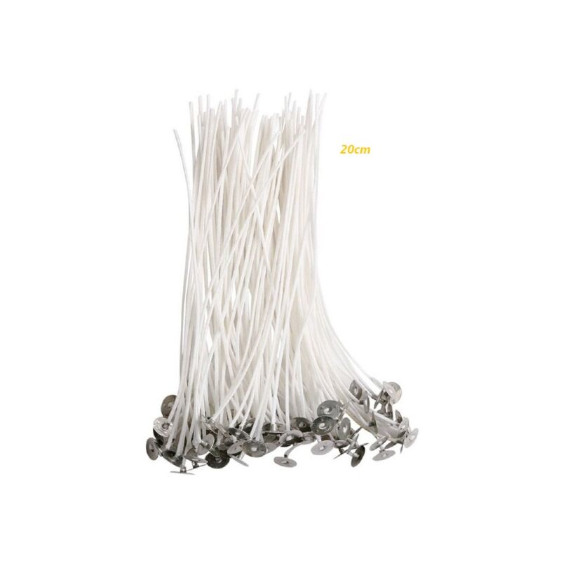 foto del prodotto fortuneville 100 pezzi stoppino di cotone per candele per fare candele fai da te 20cm 8in 