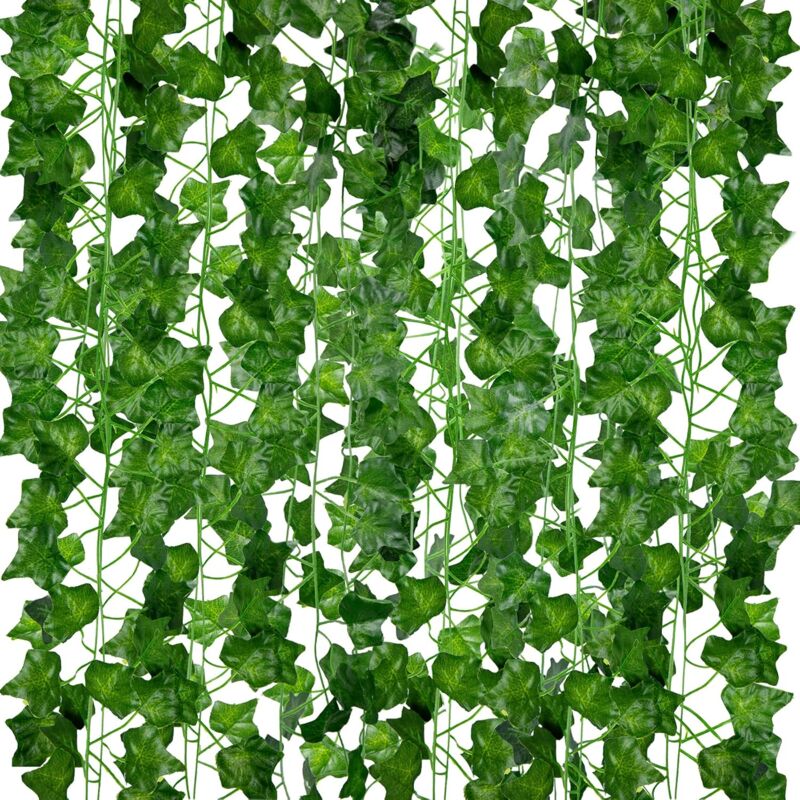 foto del prodotto fortuneville 12pezzi edera finta da decorazioni casa, viti artificiali appese per la decorazione piante finte finto verde da esterno interno