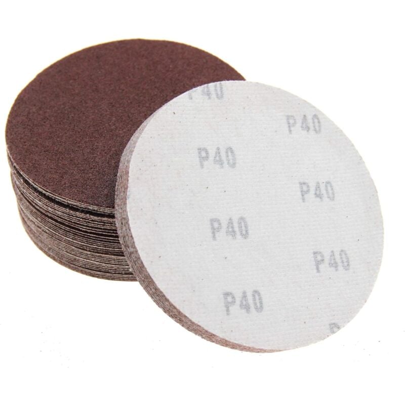 foto del prodotto fortuneville 150 mm dischi abrasivi con supporto a gancio e anello per levigatrice, senza fori, 40 60 80 100 120, grana assortita, set da 50 pezzi