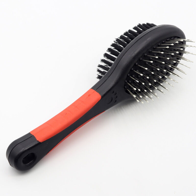 foto del prodotto fortuneville 1pc double sided pet dog pettine spazzola per capelli lunghi manico in plastica cucciolo di gatto massaggio spazzola da bagno