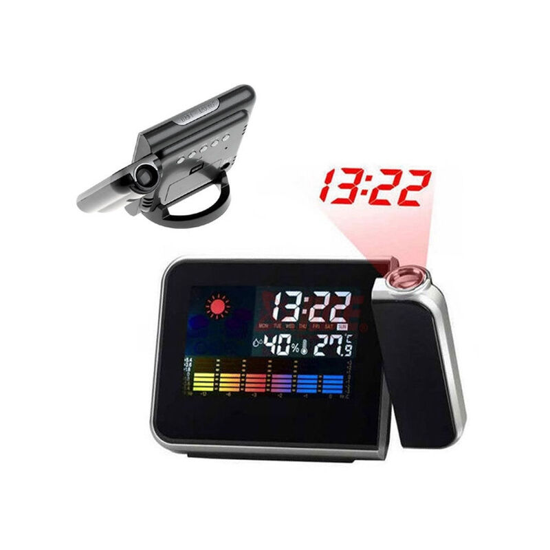foto del prodotto fortuneville 1pc originalit proiezione digitale meteo lcd snooze sveglia display a colori con retroilluminazione a led