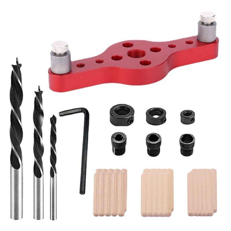 foto del prodotto fortuneville 2 10mm lega verticale tasca foro jig lavorazione del legno localizzatore di foratura tassello di legno kit di perforazione
