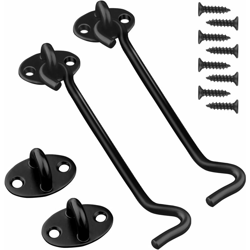 foto del prodotto fortuneville 2 pezzi gancio per cabina gancio di chiusura per porta ganci in acciaio inossidabile nero con chiusure e bulloni per porte a olio per