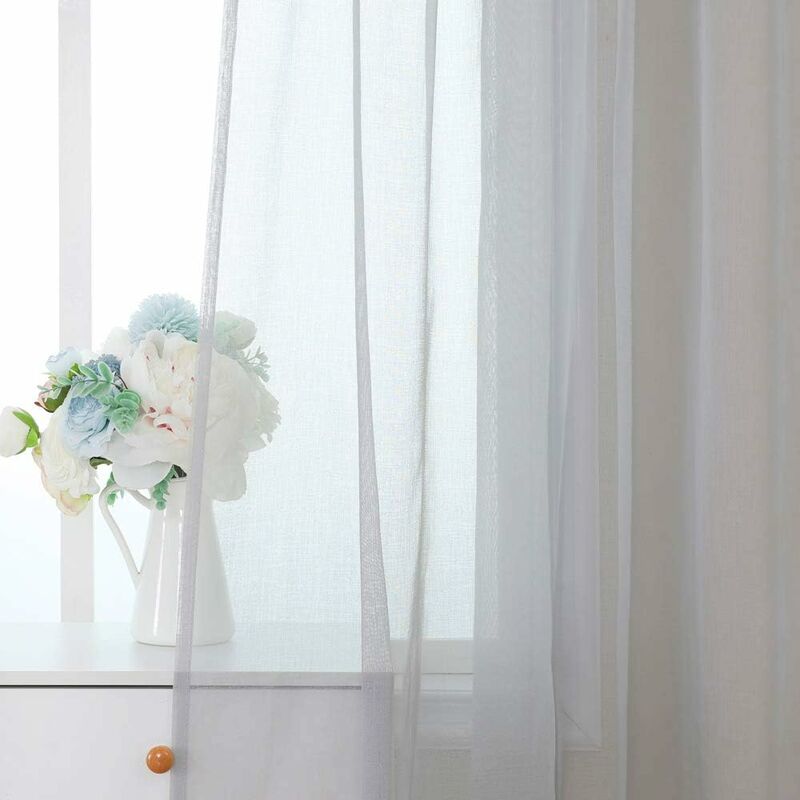 foto del prodotto fortuneville 2 pezzi tende voile trasparenti in poliestere resistente con passanti per camera da letto soggiorno salotto 140x160 cm grigio