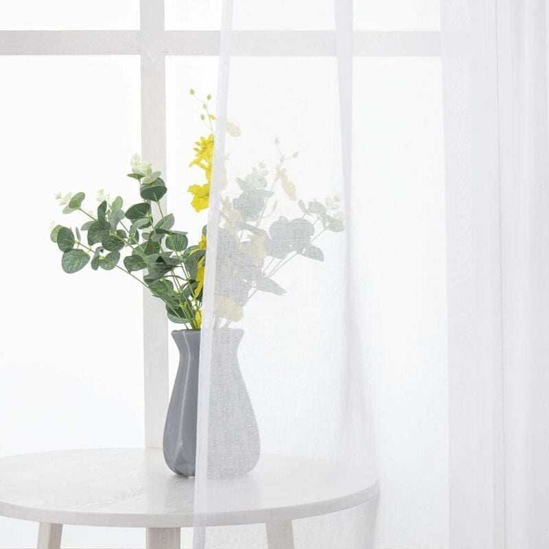foto del prodotto fortuneville 2 pezzi tende voile trasparenti in poliestere resistente con passanti per camera da letto soggiorno salotto 140x280 cm bianco