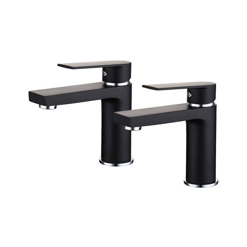 foto del prodotto fortuneville 2 rubinetti da bagno neri, miscelatore per lavabo in ottone dal design moderno