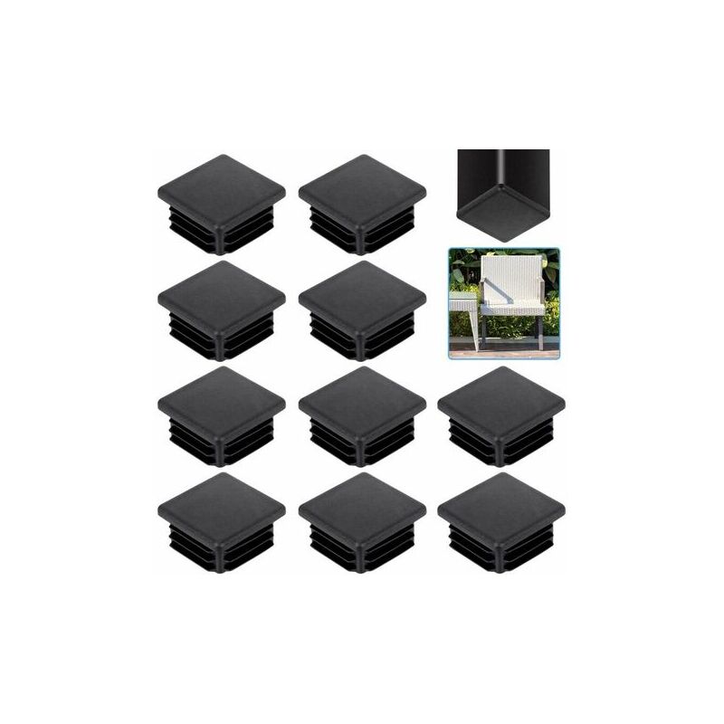 foto del prodotto fortuneville - 20 pezzi tappo per tubo quadrato 30 30mm tappo per tubo quadrato tappo per tubo quadrato in plastica nera tappo per tubo quadrato a stecca quadrata tappo per tubo per sedia solido gamba per tavolo pe