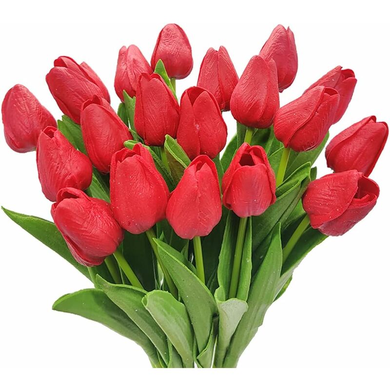 foto del prodotto fortuneville 20 pezzi tulipani artificiali tocco reale tulipani mazzi di fiori fiori tulipani finti tulipani in pu fiori per la casa centrotavola