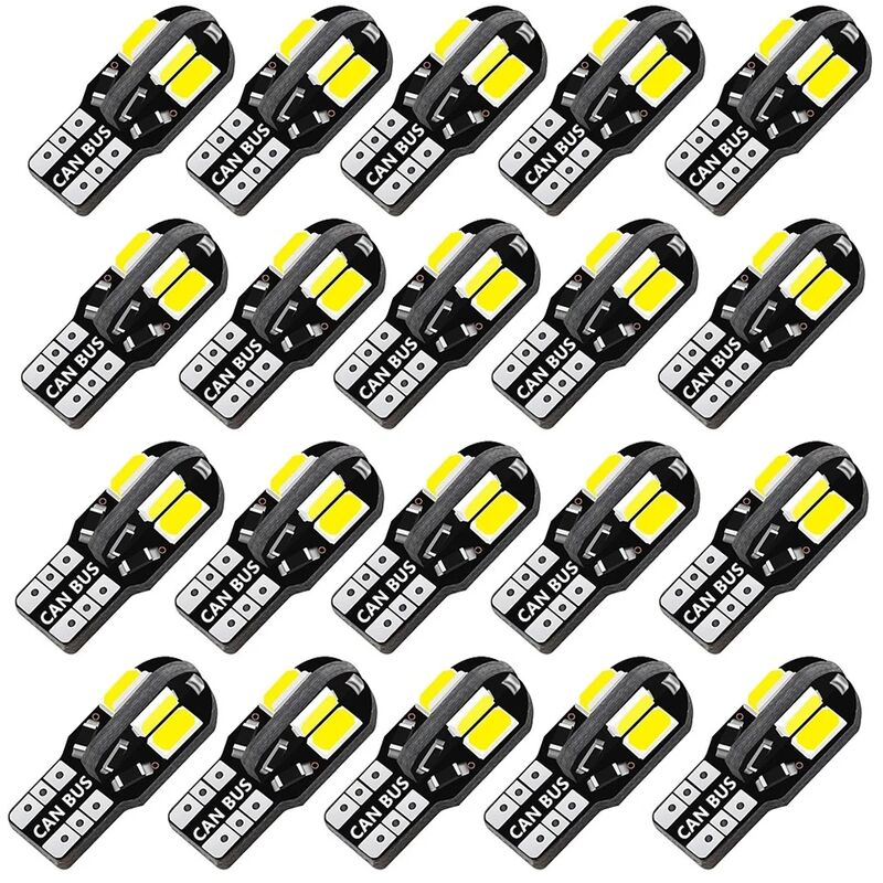 foto del prodotto fortuneville 20pcs w5w t10 canbus 5730 8smd 12v 6000k 194 168 lampadine a led 20pcs luci interne per auto parcheggio segnale lampada luce calda