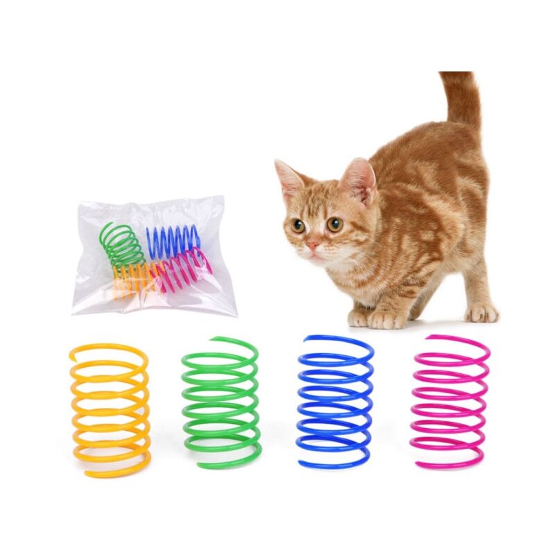 foto del prodotto fortuneville 24 pezzi giocattolo gatto a molla colorato, giocattoli interattivi per gatti, giocattolo interattivo a molle a spirale in plastica