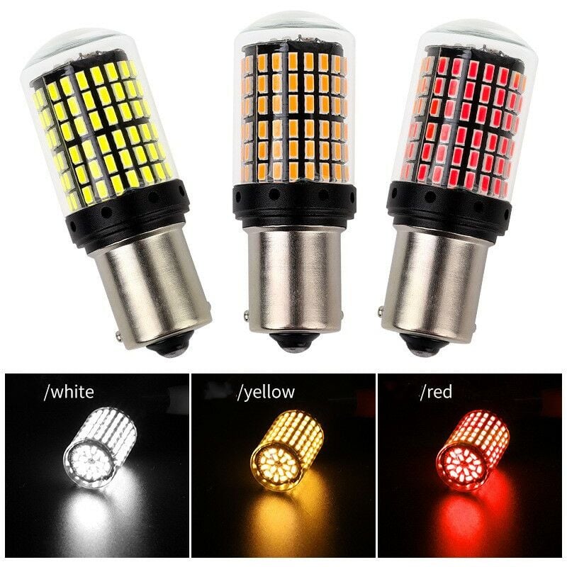 foto del prodotto fortuneville 2pcs 1156 bau15s py21w led lampadine 144smd canbus lampada reverse turn light luce gialla, 2 pezzi 