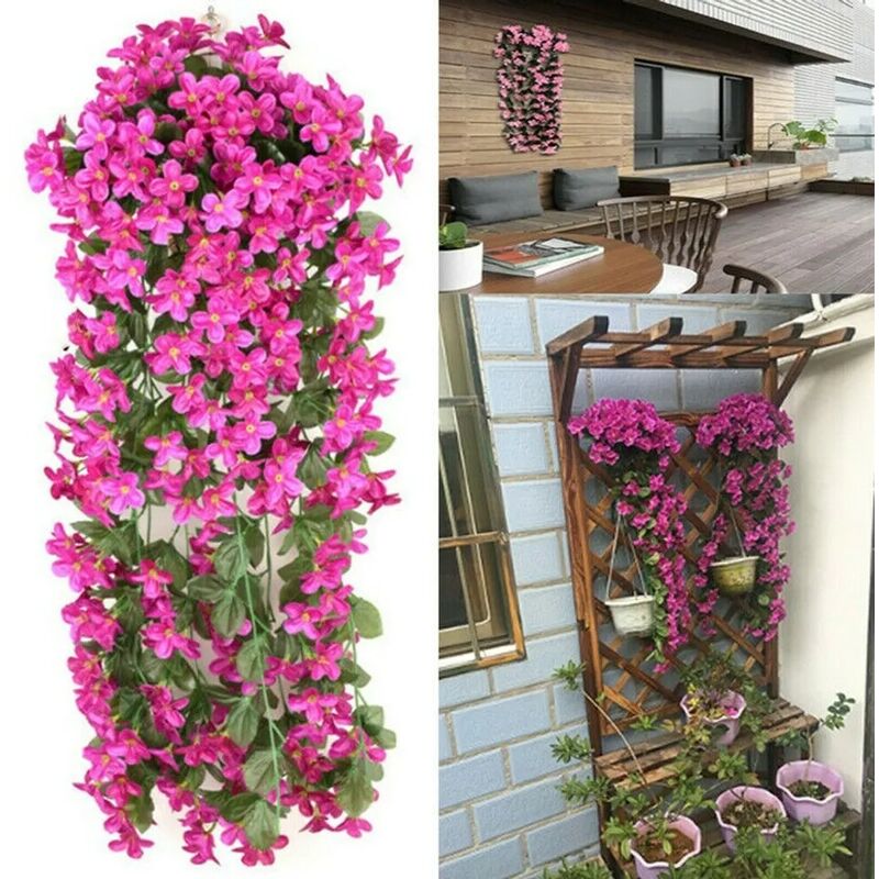 foto del prodotto fortuneville 2x piante artificiali edera rampicante piante rampicanti foglia artificiale rampicante decorazione floreale viola, viola