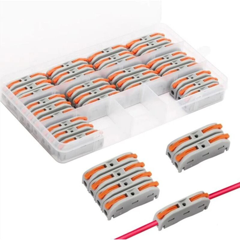 foto del prodotto fortuneville 30 connettori elettrici rapidi con leva, terminali di collegamento automatico, domino elettrico e liberamente combinabili, terminale