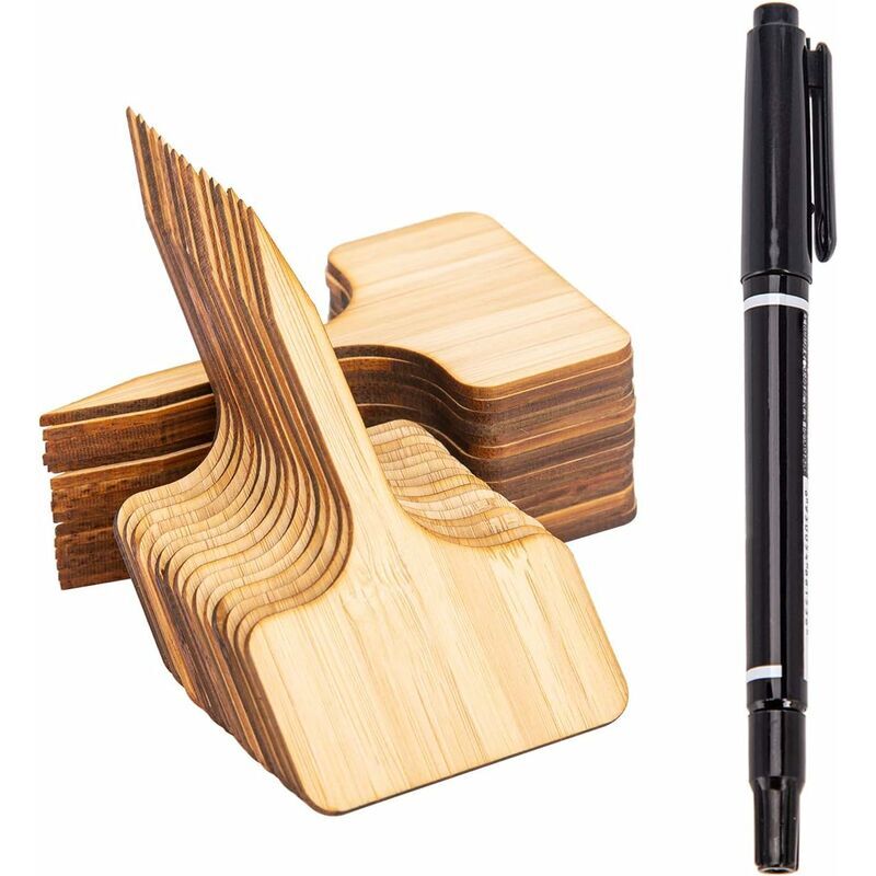foto del prodotto fortuneville 30 etichette per piante di bamb etichette in legno etichette per piante di bamb marcatori tipo t per piante in vaso da giardino