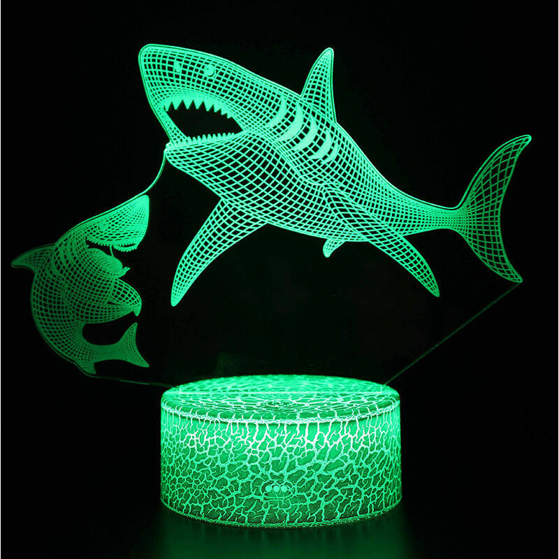foto del prodotto fortuneville 3d shark night light led optical illusion night light lampada da notte per bambini per camera da letto comodino regalo per ragazzo 16