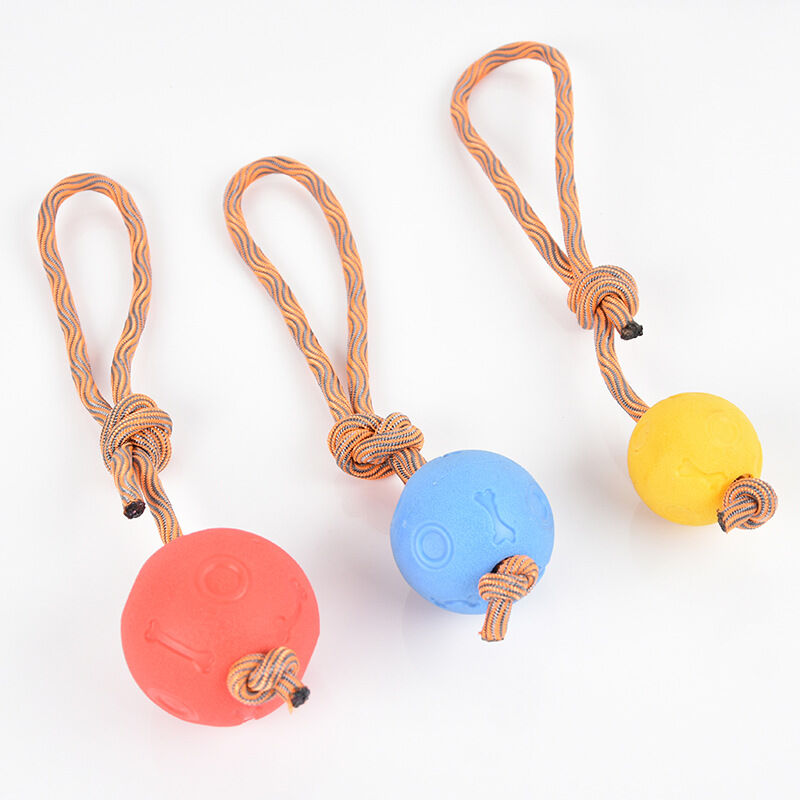 foto del prodotto fortuneville 3pcs materiale tpr giocattoli da masticare per animali domestici nodo elastico resistente al morso giocattolo per cani corda a sfera