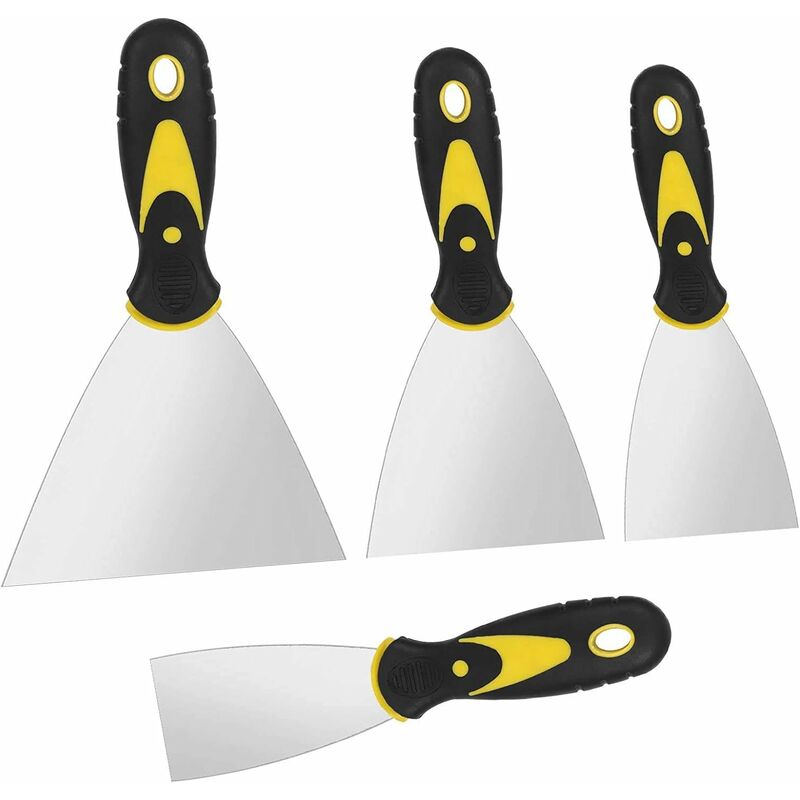 foto del prodotto fortuneville 4 pcs raschietto per carta da parati in acciaio inossidabile coltelli per mastice con impugnatura morbida raschietto per lama in