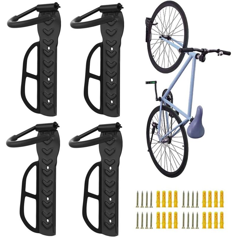 foto del prodotto fortuneville 4 pezzi portabiciclette a parete ganci per garage per carichi pesanti ganci per sistema di stoccaggio rimovibili in gomma antiscivolo