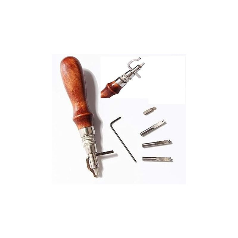 foto del prodotto fortuneville 5 in 1 taglierina per cuciture per utensili in pelle scanalatura regolabile per scanalature per bordi taglierina per cuciture per