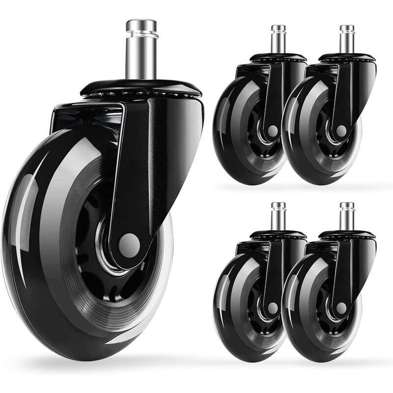 foto del prodotto fortuneville - 5 rotelle per sedia da ufficio, 11 x 22 mm, carico 250 kg, rotazione silenziosa a 360°, sostituzione delle rotelle universali per sedia da ufficio.