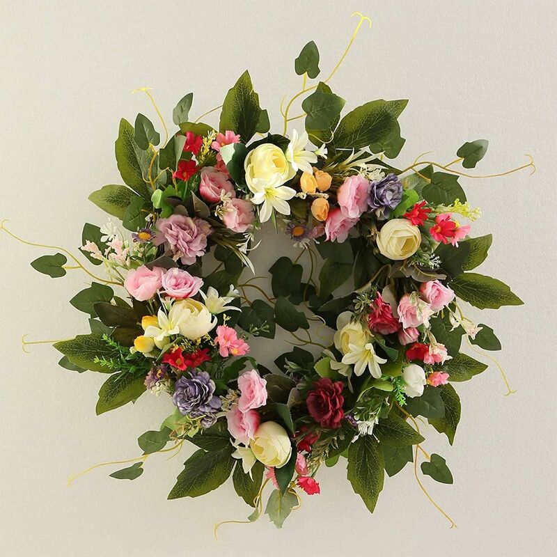 foto del prodotto fortuneville 50 cm ghirlande di porte, ghirlanda decorativa primaverile artificiale ghirlanda di fiori ghirlanda di porte con foglie verdi