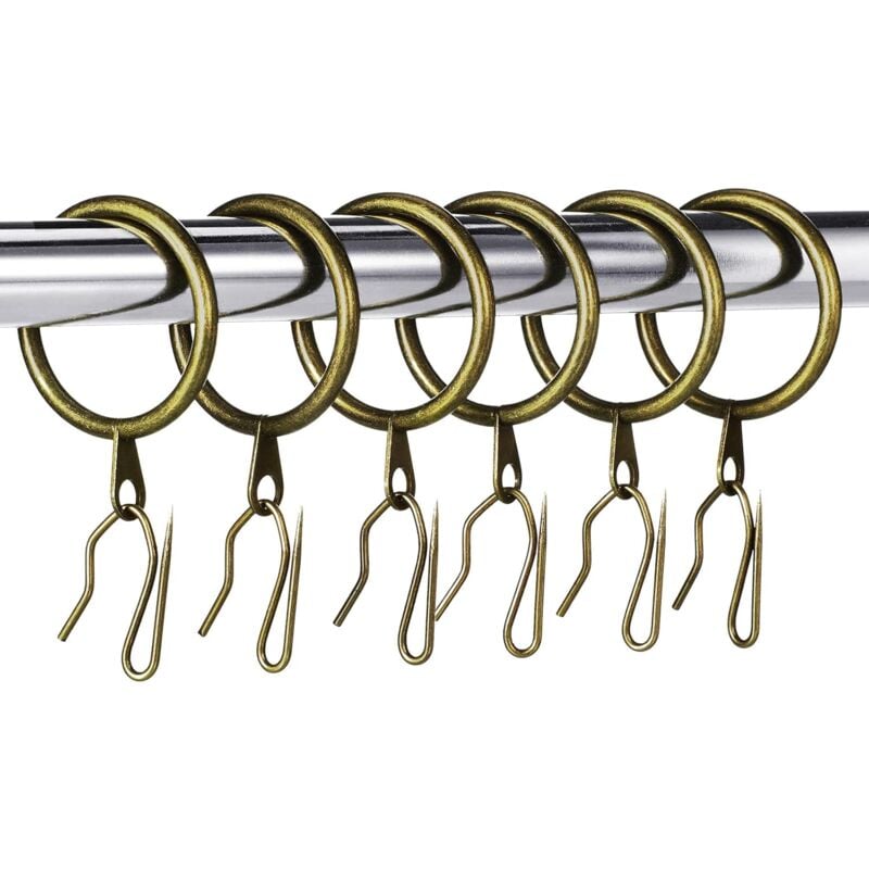 foto del prodotto fortuneville 50 pezzi anelli per tende in metallo anelli appendiabiti per tende e 50 pezzi ganci per tende in metallo, diametro interno 30mm
