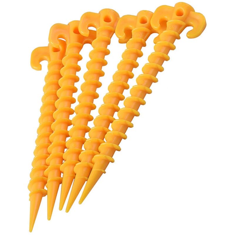 foto del prodotto fortuneville 5pcs gancio per tenda in plastica pile accessori per tende da campeggio supporto a terra chiodo vite ancoraggio riparo tenda picchetto