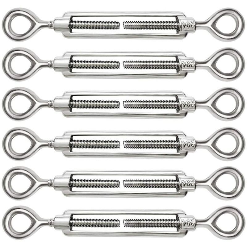 foto del prodotto fortuneville - 6 pezzi tendicavo regolabile m5 in acciaio inossidabile 304 occhiello e occhiello per tendicavo gancio tendicavo in acciaio accessori