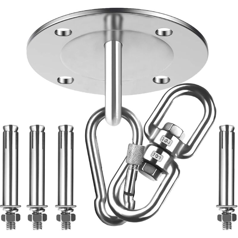 foto del prodotto fortuneville 7pcs gancio per soffitto, girevole a 360 ganci di sospensione 304 acciaio inossidabile capacit portante 500kg moschettone ancoraggio