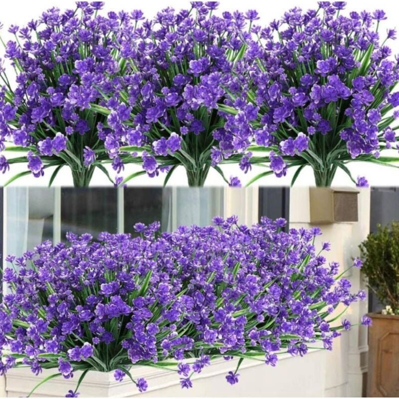 foto del prodotto fortuneville 8 pacchi fiori artificiali artificiali arbusti da esterno piante resistenti ai raggi uv plastica finta verde per piante pendenti da
