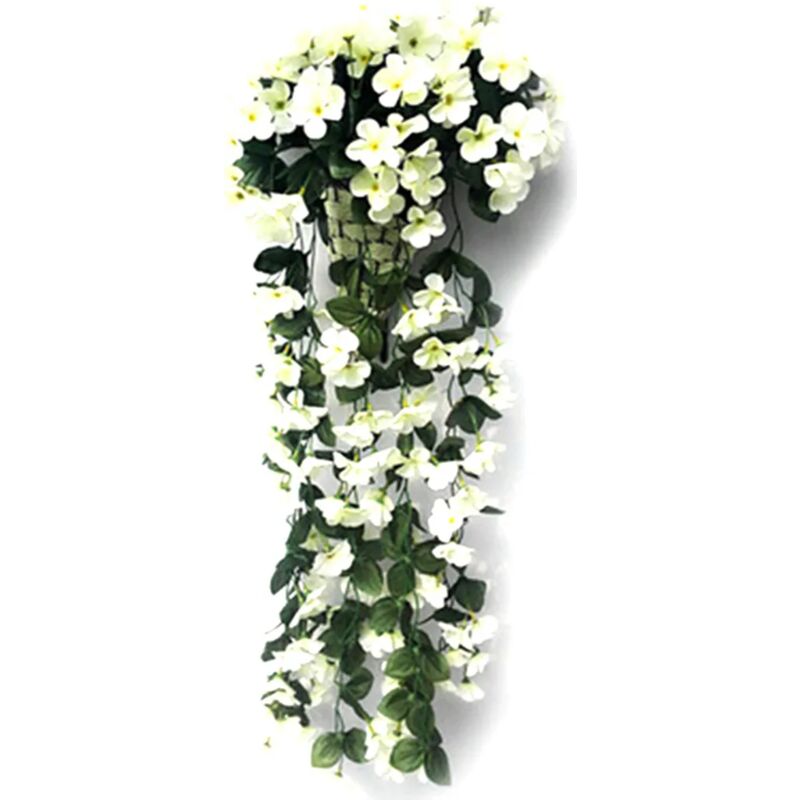 foto del prodotto fortuneville 85cm piante artificiali bianche vite di edera piante pendenti vite di foglie artificiali decorazione di fiori viola