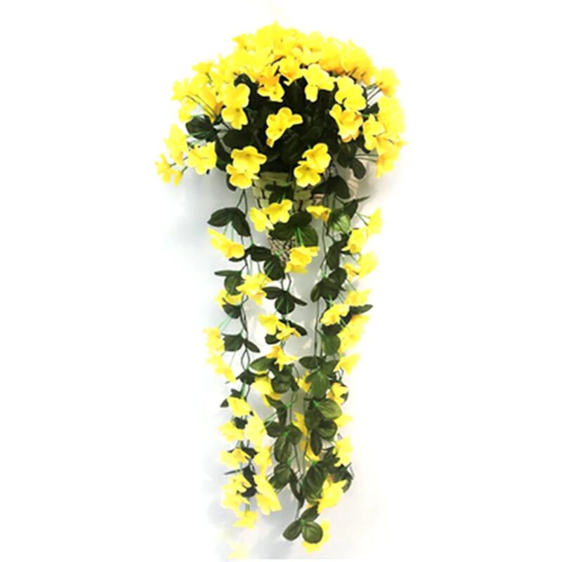 foto del prodotto fortuneville 85cm piante artificiali gialle vite di edera piante pendenti vite di foglie artificiali decorazione di fiori viola
