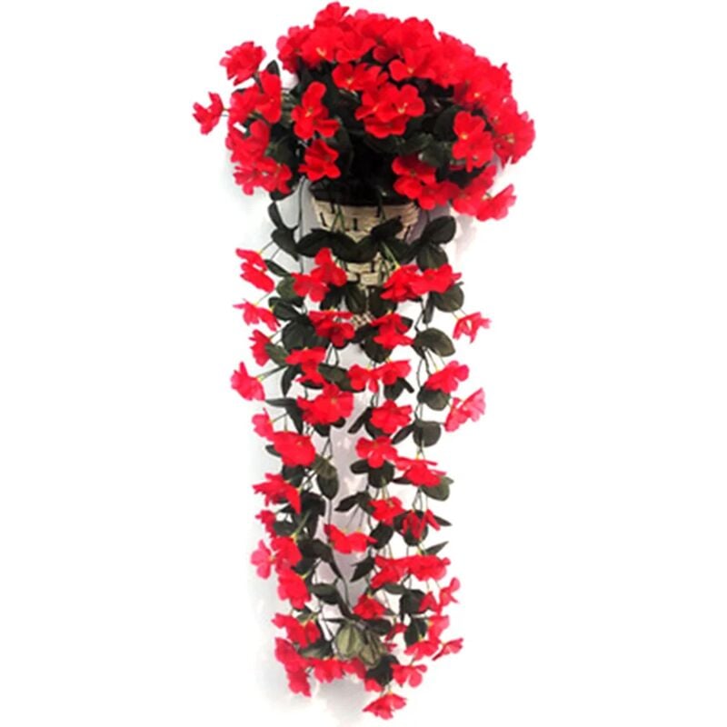 foto del prodotto fortuneville 85cm piante rosse artificiali vite di edera piante pendenti vite di foglie artificiali decorazione di fiori viola
