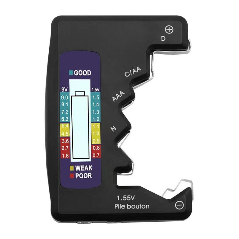 foto del prodotto fortuneville 9v 1.5v lcd digital battery tester pulsante indicatore livello capacit batteria rilevatore monitor strumento diagnostico 1 pz nero