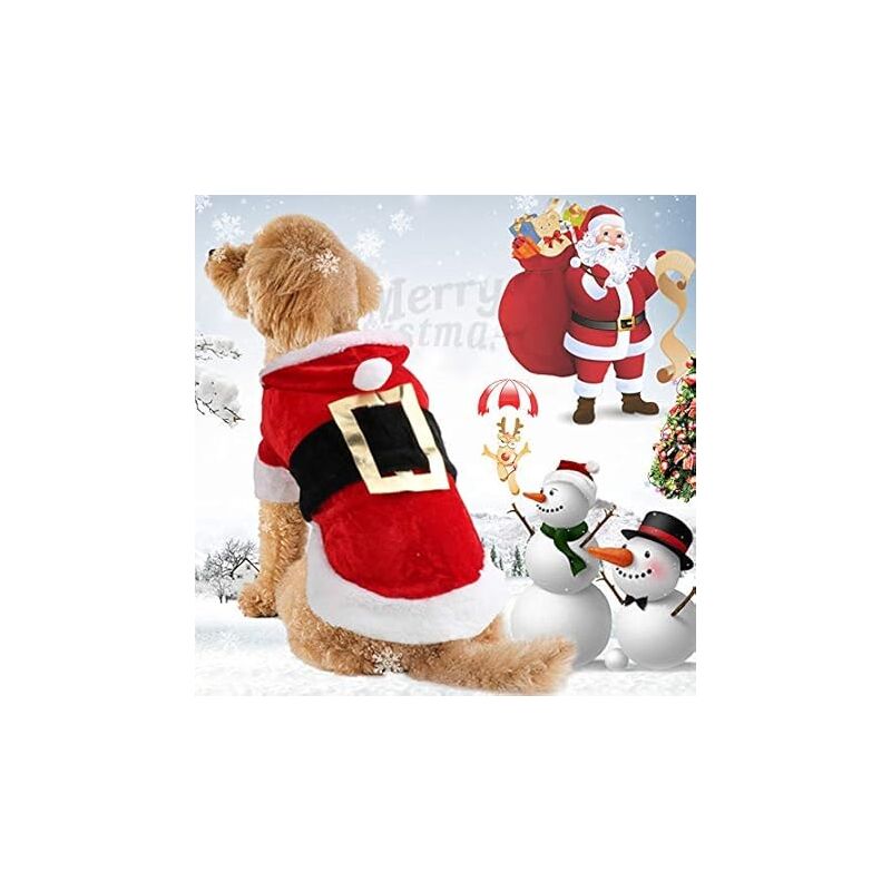 foto del prodotto fortuneville abbigliamento per cani babbo natale abbigliamento in cotone per animali domestici abbigliamento invernale con cappuccio abbigliamento