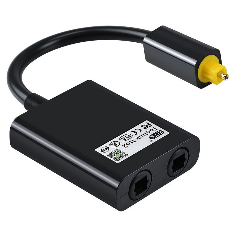 foto del prodotto fortuneville adattatore audio da 1 a 2 splitter cavo ottico digitale adattatore audio in fibra ottica adattatore splitter in fibra ottica nero, mns