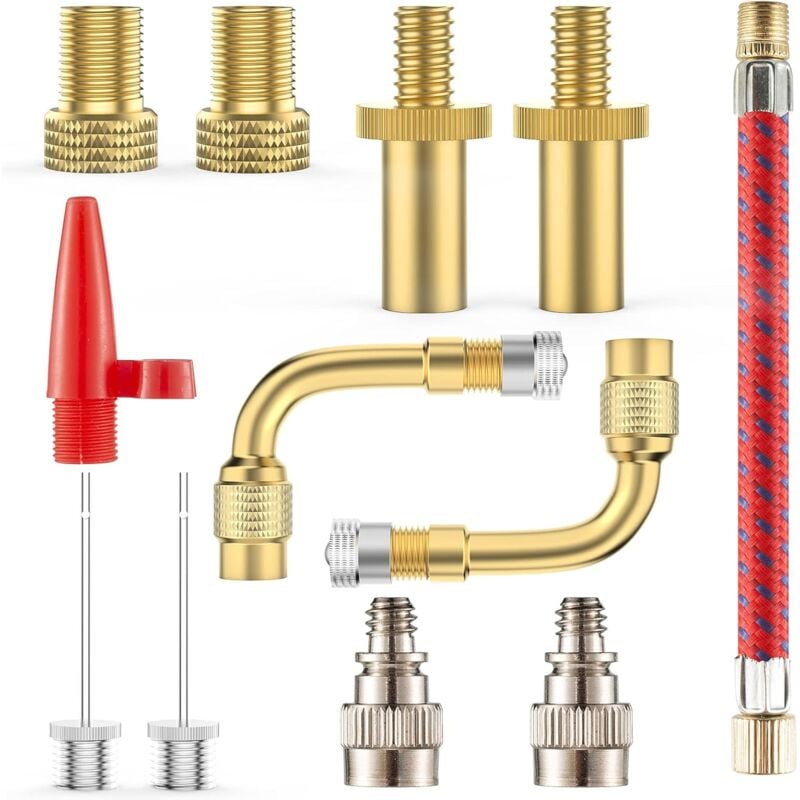 foto del prodotto fortuneville adattatore per pompa per bici, 12 pezzi adattatore per valvola per bici dv av sv valvola per bici presta schrader connettori per